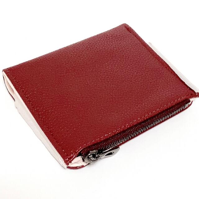 二つ折り 財布 レッド 赤 花 シンプル レザー 皮 ウォレット 折りたたみ レディースのファッション小物(財布)の商品写真