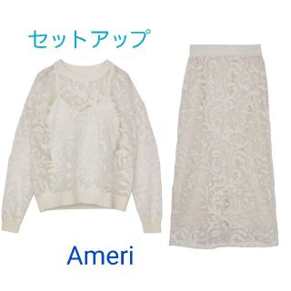 アメリヴィンテージ(Ameri VINTAGE)のAmei DEVORER FLOWER SHEER TOP SKIRT セット(ロングワンピース/マキシワンピース)