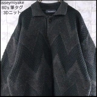 イッセイミヤケ(ISSEY MIYAKE)のイッセイミヤケ 筆タグ 80's ウール ニット セーター 2色 編み込み(ニット/セーター)