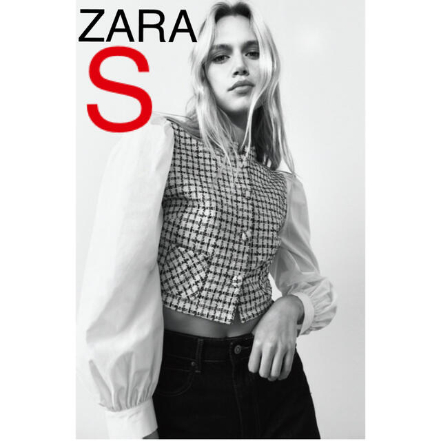 新品ZARA コントラストテクスチャー素材トップスS | フリマアプリ ラクマ