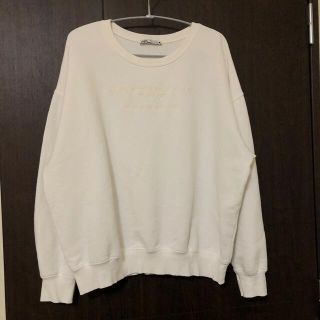 ザラ(ZARA)のZARA ザラ　テキスト刺繍　トレーナー　スウェット　ホワイト　Lサイズ(トレーナー/スウェット)