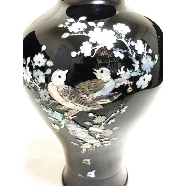 螺鈿細工 花鳥図 花入 花器 花瓶 賞瓶 壺 中国美術品 置物 WWWT035