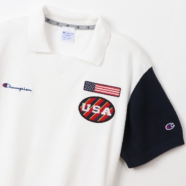 Champion(チャンピオン)の新品 L champion golf USA ニットポロシャツ プロ使用モデル白 スポーツ/アウトドアのゴルフ(ウエア)の商品写真