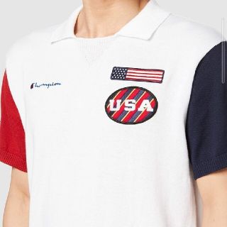 チャンピオン(Champion)の新品 L champion golf USA ニットポロシャツ プロ使用モデル白(ウエア)