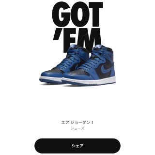 ナイキ(NIKE)のaj1 NIKE JORDAN1 NIKE ダークマリナブルー　27.5(スニーカー)