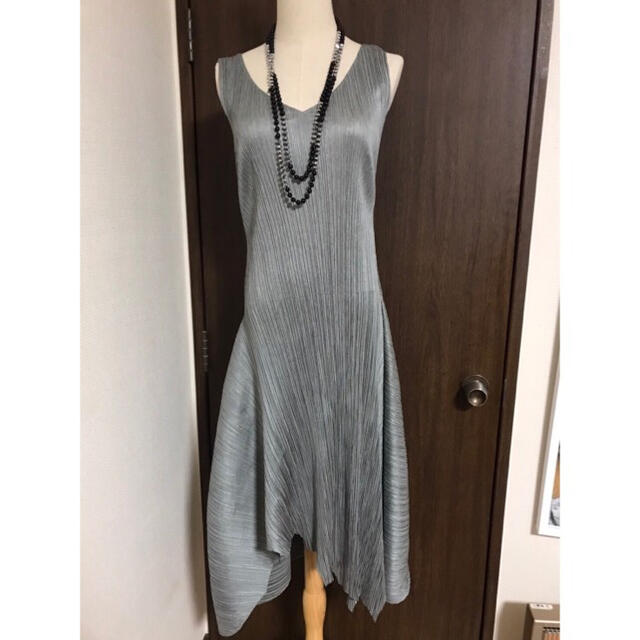 極美品 PLEATS PLEASEアシンメトリーワンピースプリーツ