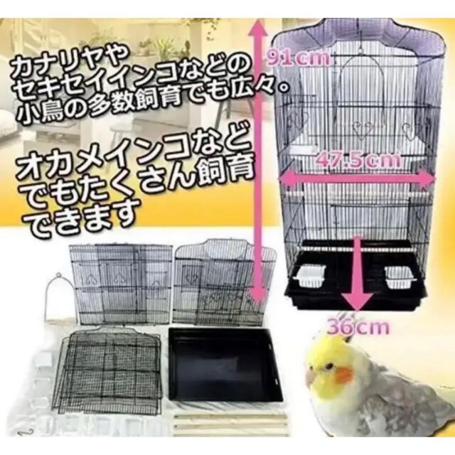 鳥ケージ インコ 鳥かご バードケージ 鳥小屋 小動物ケージ 鳥ゲージ 小鳥 黒 2