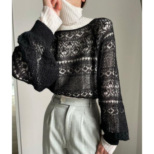 Ameri VINTAGE - AMERI アメリ　UND GEOMETRIC LAYERED KNIT TOP