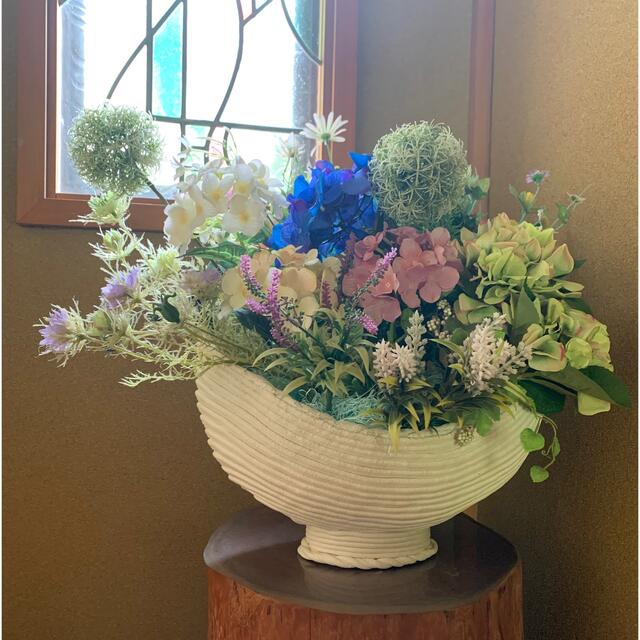 綱木紋 新品 バイカラー 花 観葉植物 鉢 三日月 特別 ホワイト グレー