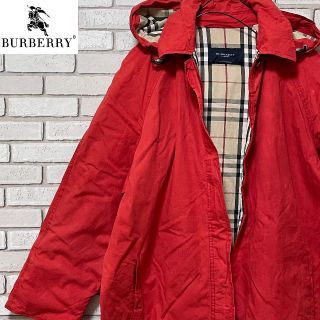 バーバリー(BURBERRY)の超レア BURBERRY バーバリー コート コットン素材 チェック柄 レッドM(ブルゾン)