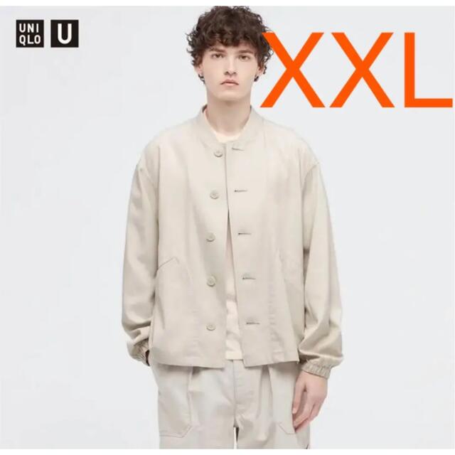 ジャケット/アウター【新品未開封】UNIQLO U リブ ブルゾン【XXL】ナチュラル ユニクロユー