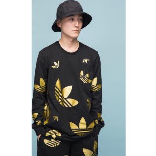 アディダス(adidas)のadidas トレフォイル　総柄　レア　ゴールド　ブラック(Tシャツ/カットソー(七分/長袖))