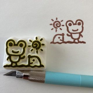 カエルちゃんとモグラ(はんこ)