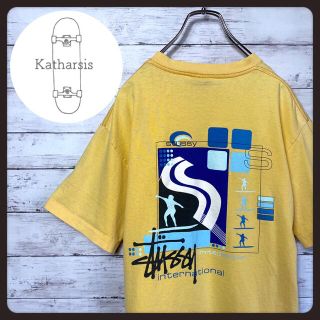 【デッドストック】ステューシー　イエロー　バックプリント　ビックサイズTシャツ