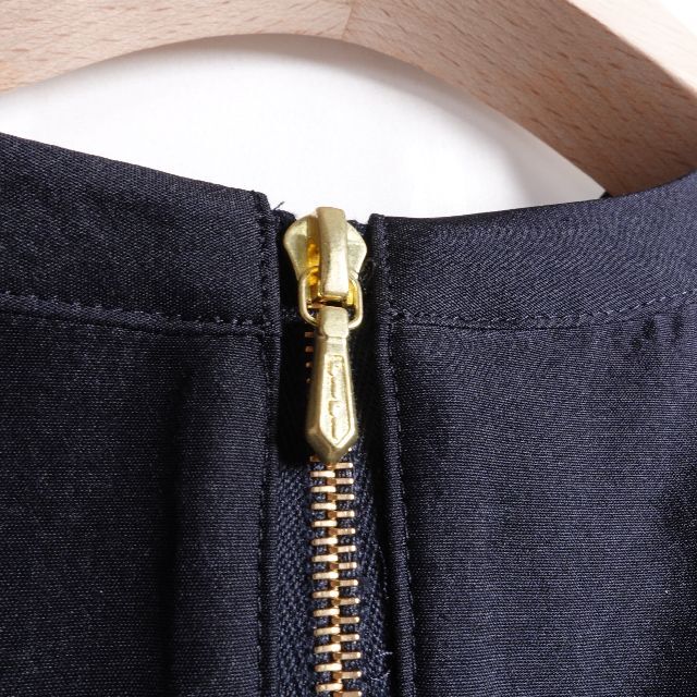 DRAWER ドゥロワー シルクウールバッグジップブラウス レディース ネイビー