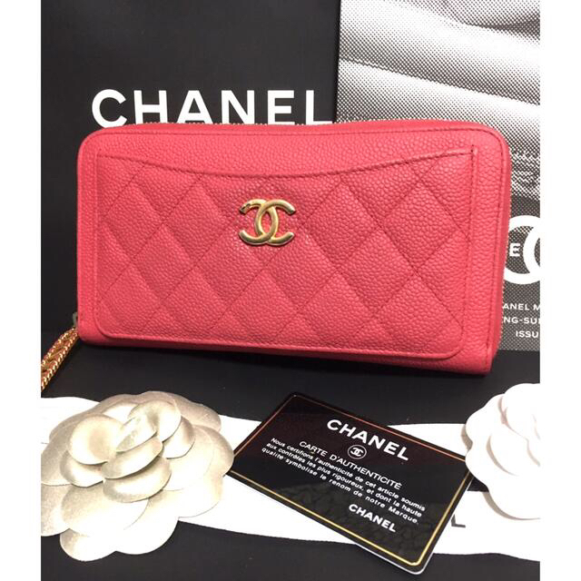 CHANEL(シャネル)の専用♡限定♡超美品 シャネル キャビアスキン ラウンドジップ 長財布  正規品 レディースのファッション小物(財布)の商品写真