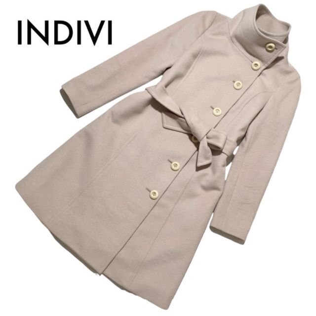 INDIVI - 専用 インディヴィ アンゴラ混 ベルト付ロングコート 38 M