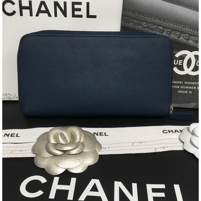 CHANEL - moka様専用♡超美品 キャビアスキン ラウンドジップ 長財布