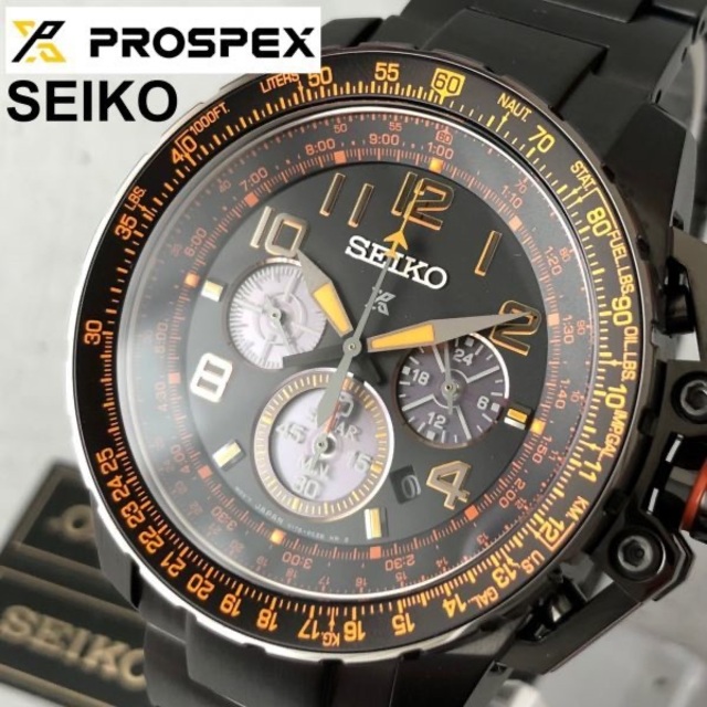22㎜素材ケース【新品】セイコー SEIKO クロノグラフ ソーラー メンズ腕時計 パイロット