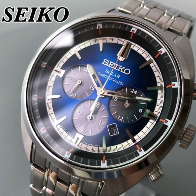 【新品】セイコー SEIKO リクラフト ソーラー メンズ腕時計 ブルー