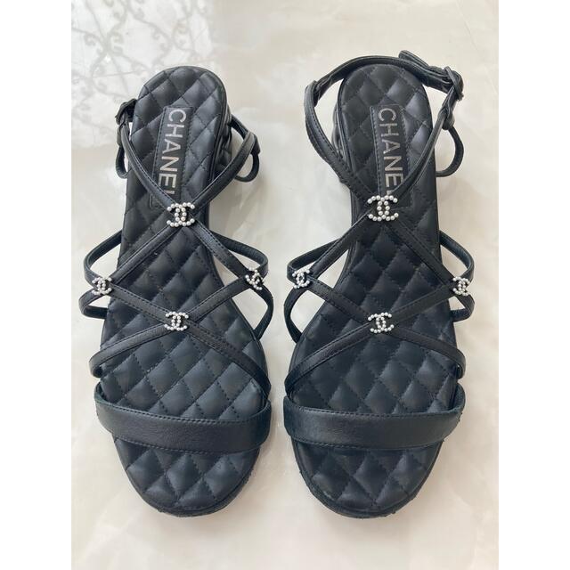 CHANEL シャネル　サンダル　CCマーク　黒