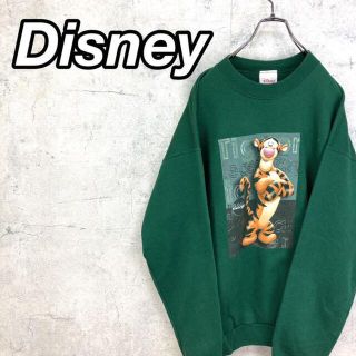 ディズニー(Disney)の希少 90s ディズニー スウェット ビッグプリント ビッグシルエット 緑(スウェット)