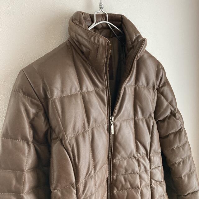 【良品】MONCLER モンクレール ダウンコート ジャケット 茶色タグ レザー 2