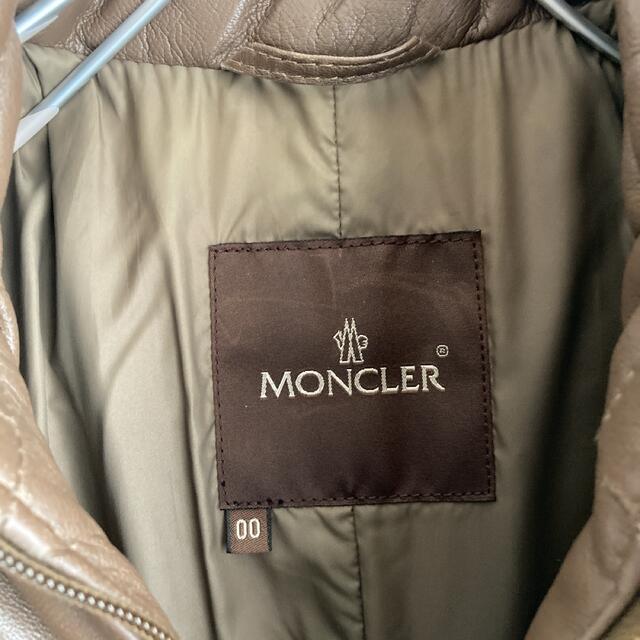 【良品】MONCLER モンクレール ダウンコート ジャケット 茶色タグ レザー 4