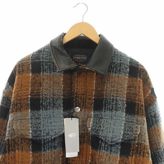 PENDLETON(ペンドルトン)のペンドルトン PENDLETON ステンカラージャケット アウター XL 茶 黒 メンズのジャケット/アウター(ブルゾン)の商品写真