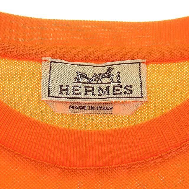 エルメス HERMES Tシャツ 半袖 H刺繍 ポロ素材 M オレンジ