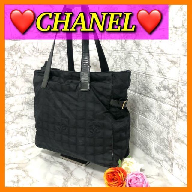 レディースお得品✨CHANELシャネル　ココマーク　ニュートラベルライン　トートバッグ　黒