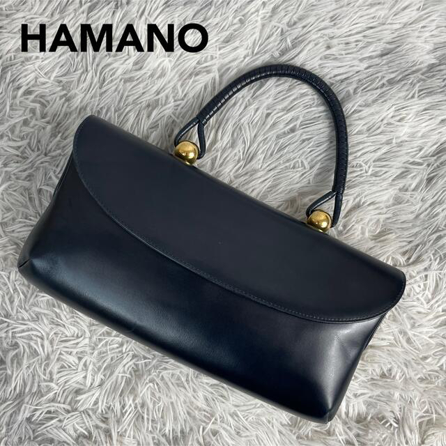 濱野皮革工藝/HAMANO(ハマノヒカクコウゲイ)の●専用● 濱野皮革工芸　ロイヤルモデル　ハンドバッグ　ネイビー　ゴールド金具 レディースのバッグ(ハンドバッグ)の商品写真