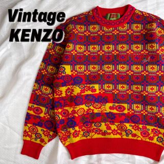 日本製 90sヴィンテージ KENZO オリエンタルセーター ラインプリント