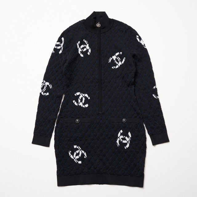 CHANEL(シャネル)のシャネル CHANEL ジップニットワンピース ワンピース レディース【中古】 レディースのワンピース(その他)の商品写真