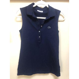 ラコステ(LACOSTE)のラコステ　ノースリーブポロシャツ紺(36号)(ポロシャツ)