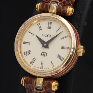 グッチ(Gucci)の正規★【グッチ】シェリーライン スイス製 ベージュ系文字盤QZ レディース腕時計(腕時計)