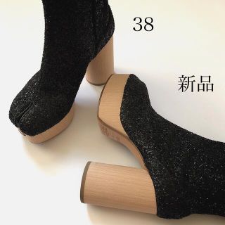 マルタンマルジェラ(Maison Martin Margiela)の新 品/38 メゾン マルジェラ タビ 足袋 ブーツ グリッター ブラック(ブーツ)