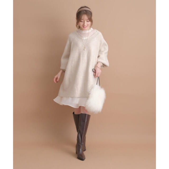 Apuweiser-riche シアーワンピース×ニットミニワンピースセット - ミニ ...