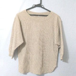 ユニクロ(UNIQLO)のUNIQLO（ユニクロ）7分丈ワッフル編みプルオーバー ブラウン（茶色）Sサイズ(カットソー(長袖/七分))