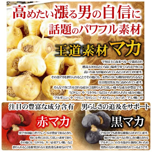 定価12,960円‼️13種マカ➕高麗人参、すっぽん、黒にんにく等も強化配合❣️ 食品/飲料/酒の健康食品(その他)の商品写真