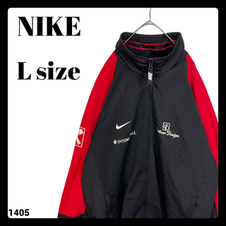 ナイキ(NIKE)の90s' ナイキ 白タグ ジャージ フィールドジャケット 黒 赤 Lサイズ (ジャージ)