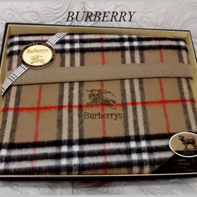 買い物代行 未使用BURBERRYバーバリー♡ラムMIX 純毛毛布140×200 毛100