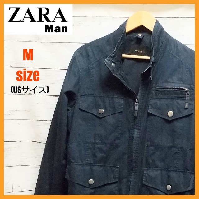 ZARA(ザラ)のZARA MAN ザラ メンズ ジャケット Lサイズ相当 ネイビー ミリタリー メンズのジャケット/アウター(ミリタリージャケット)の商品写真