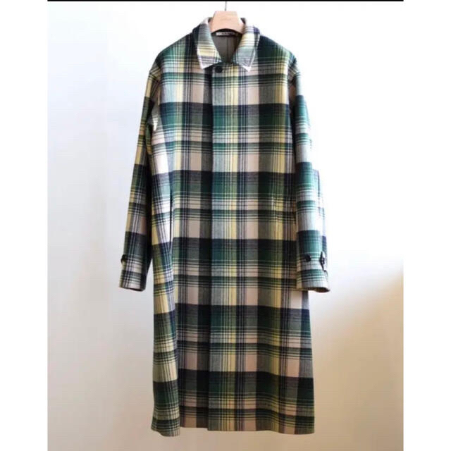 AURALEE WOOL CHECK MELTON LONG COAT