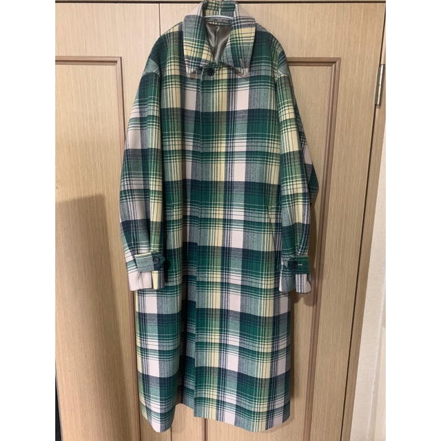 AURALEE WOOL CHECK MELTON LONG COAT