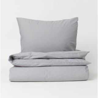 エイチアンドエム(H&M)のH&M HOME コットン掛け布団カバーセット シングル グレー(シーツ/カバー)