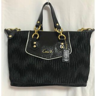 コーチ(COACH)の極美品！ コーチ 　２wayマディソンソフィア　ブラックサテン バッグ(ハンドバッグ)