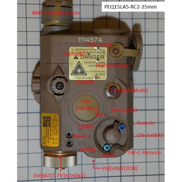 PEQ15型ガンカメラ Runcam2 LA5 充電器付