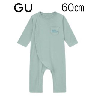 【新品未使用】GU BABY カバーオール (長袖・ロゴ) 60(カバーオール)