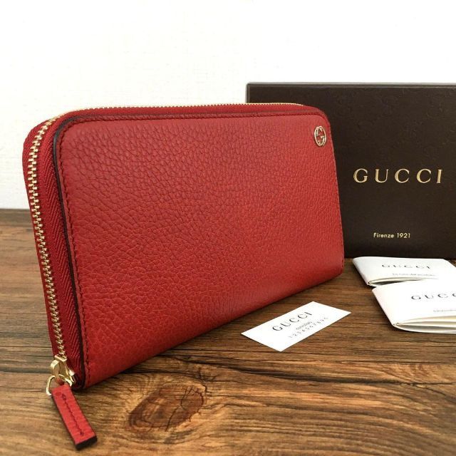 Gucci - 未使用品 GUCCI 長財布 インターロッキング 赤 345